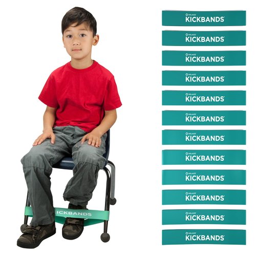 KICK BANDS Chair Bands for Kids with Fidgety Feet 12-Pack - ADHD Fidget Kickbands for Classroom Chairs & Desks - Solace Sensory Kickband (TEAL)