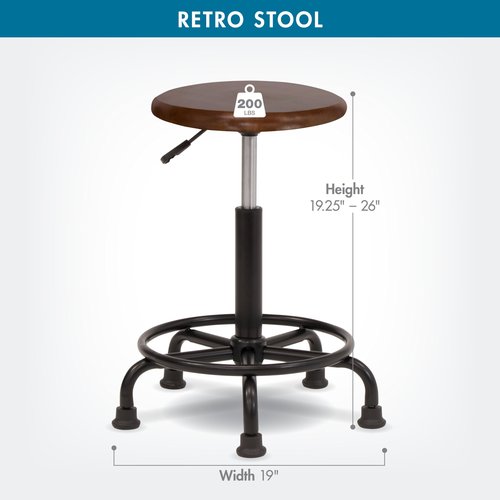 Studio Designs 13307 Retro Stool, Rustic Oak,19" W x 19" D x 26" H