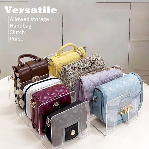 Yuixoseu Purse Organizer for Closet, Clear Acrylic File Organizer, Desk File Holder for Book, Document, Envelopes, Binder, Mail, Handbag (2Pcs)