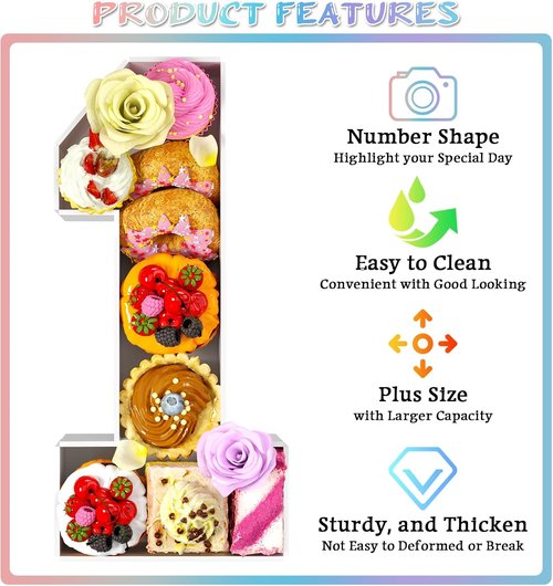 Paready 13.78" Fillable Cardboard Number 1 - Charcuterie Foam Board for 1st Birthday & Anniversary Decor