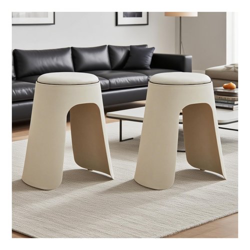 BFECGDXT Plastic Soft Stackable Stools Set of 2, 360° Swivel Backless Round Stacking Stool, 19in Portable Flexible Seating for Home Living Room, Dining Room, Bedroom, Gray