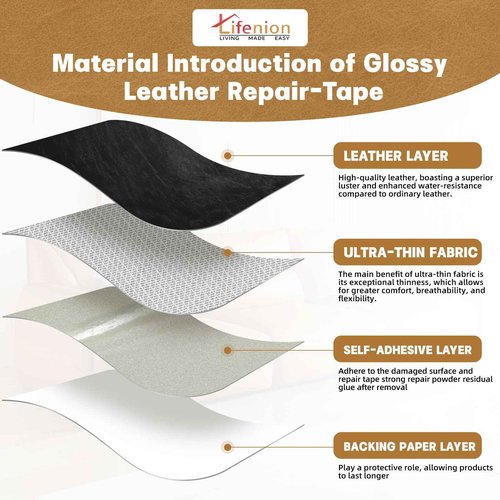 Lifenion Leather Repair Patch, 17X158 Inch Self Adhesive Leather Repair Tape, Large Vinyl Patch Kit for Couches, Sofa, Furniture, Car Seats, Office Chairs, Cabinets, Handbags（Coffee, 17X158 Inch）