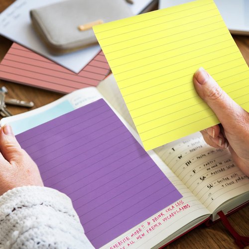 Qeeenar 8 Pads Big Sticky Notes 11 x 11 Inch Lined Jumbo Large Sticky Notes for Wall,Giant Strong Power Memo Square Post for Office, 25 Sheets/Pad(Bright Color)