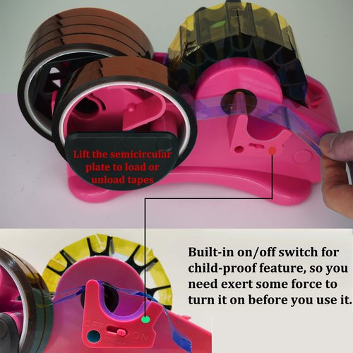 Heat Tape Dispenser Sublimation - Multiple Roll Cut Heat Tape Dispenser 1" and 3" Core Double Reel Cores Sublimation for Heat Transfer Tape, Semi-Automatic Tape Dispenser with Compartment Slots