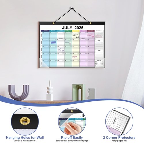 Timart Desk Calendar 2025-2026, 18 Months Calendar Runs from July 2025 to December 2026, Large 17" x 12" Desktop/Wall Monthly Calendar with to-do List For Home School, Office