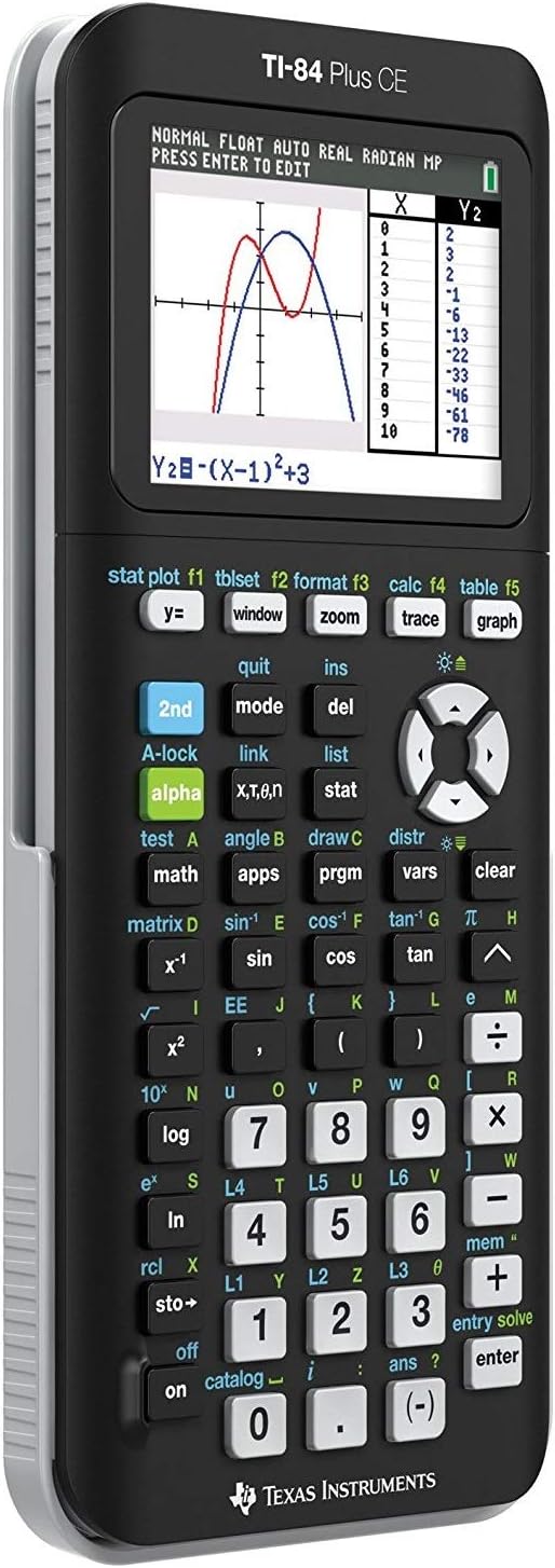 Texas Instruments TI-84 Plus CE Color Graphing Calculator - Sleek Black Design for Students