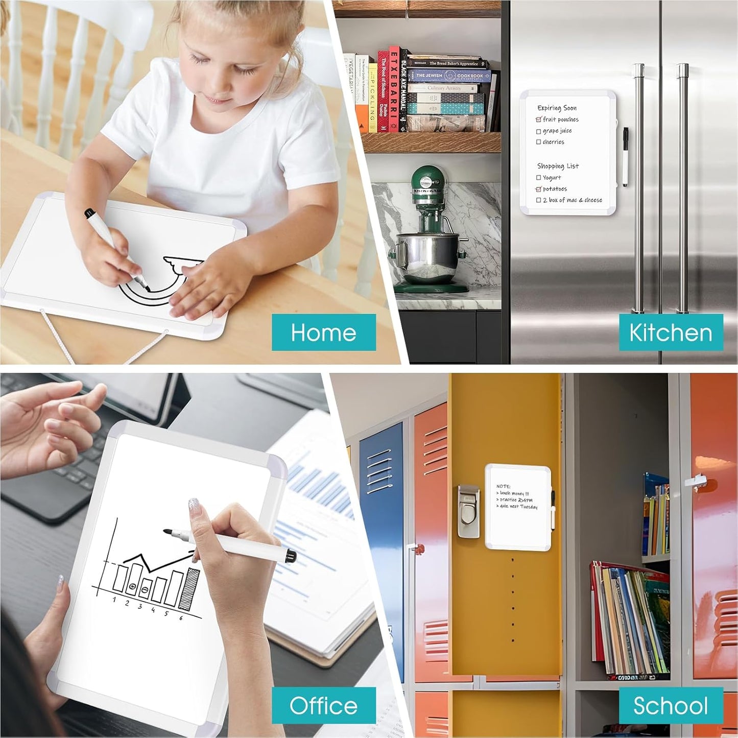 WALGLASS Magnetic Dry Erase Whiteboard - Portable 11" x 14" Mini Board for Home, School & Office