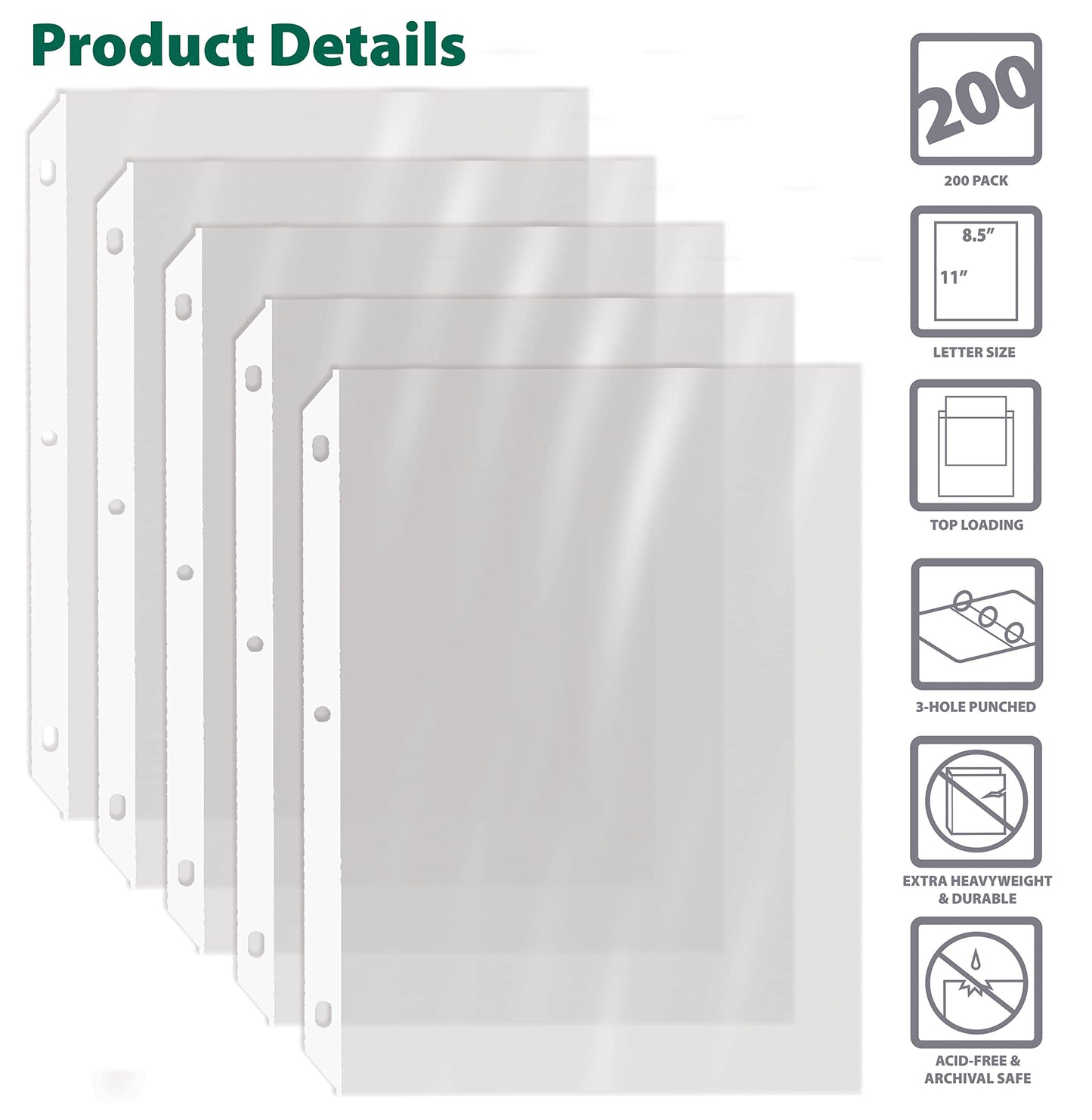GOLD SEAL 200 Count Diamond Clear Extra Heavyweight Sheet Protectors, 4 mils Strong,8.5 x 11, Top Load, 200 Boxed Sheet Protectors
