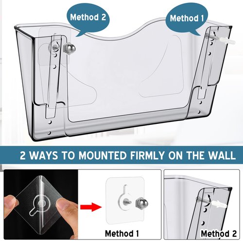 RattanView 10 Pack Acrylic Single Pocket Hanging File Organizer, Plastic Hanging Wall Mount File Holder Wall Pocket Mails Magazines Organizer Mounted Folder Bins for Office, School and Home