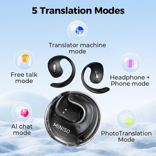 MINISO X15PRO AI Translation Earbuds - Real-Time 3-in-1 Language Translator | Supports 134 Languages, Open-Ear Design for Travel & Learning