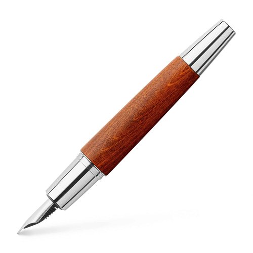 Faber-Castell e-motion Fountain Pen, Wood and Chrome Brown - Fine