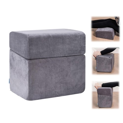 SCFOAMZAI 2 Adjustable Foot Rest Under Desk - Ergonomic High Density Foam Footrest with Washable Cover, 3 Adjustable Heights Foot Stools for Office, Home, Travel (Gray)