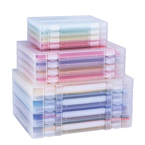 Mickiewicz 12 Pack Paper Storage Boxes (Large A4+A4+A5), 8.5 x 11 Plastic Portable Project Case for US letter Size, Plastic Multi-Purpose Thick Scrapbook Storage Box for Office,Craft or Art Supplies