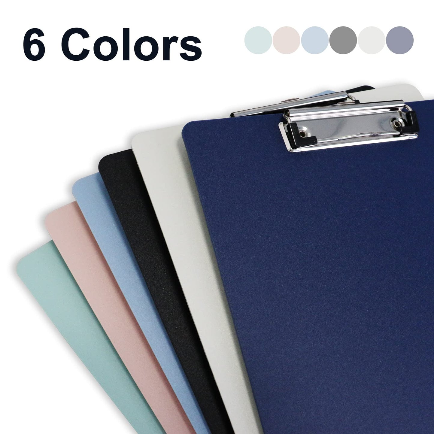 BOMEI PACK Plastic Clipboard, 6Pack Assorted Colors Office Clipboard, 12.5 x 9 Inch