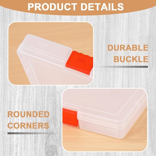 JarThenaAMCS Scrapbook Paper Storage Box 12.7 x 12.4 x 1 Inch Clear Plastic Organizer for Craft Letter Paper Cardstock Documents Office School Supplies, 4 Pack