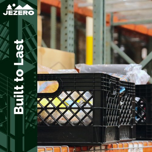 JEZERO Milk Crate for Household Storage: The Ultimate Storage Tote for Groceries, Garages, Kayaking & Outdoor, Stackable Storage | Black, Rectangle, Single, 13" x 11" x 19”