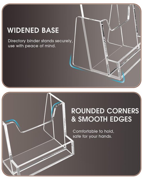 MaxGear 4x9 inch Brochure Holder, 2 Pack Acrylic Display Stand with Business Card Slot, Countertop Literature, Flyer, Trifold, Pamphlet, Booklet Menu Organizer