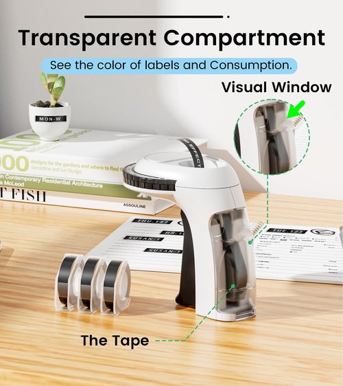 EazeID Embossing Label Maker Machine with Tapes, Vintage Embossed Label Maker, Retro Embosser Labeler with 3 Rolls 3D 9mm Embossing Label Tapes Waterproof for Home Office Kids DIY Crafting, White