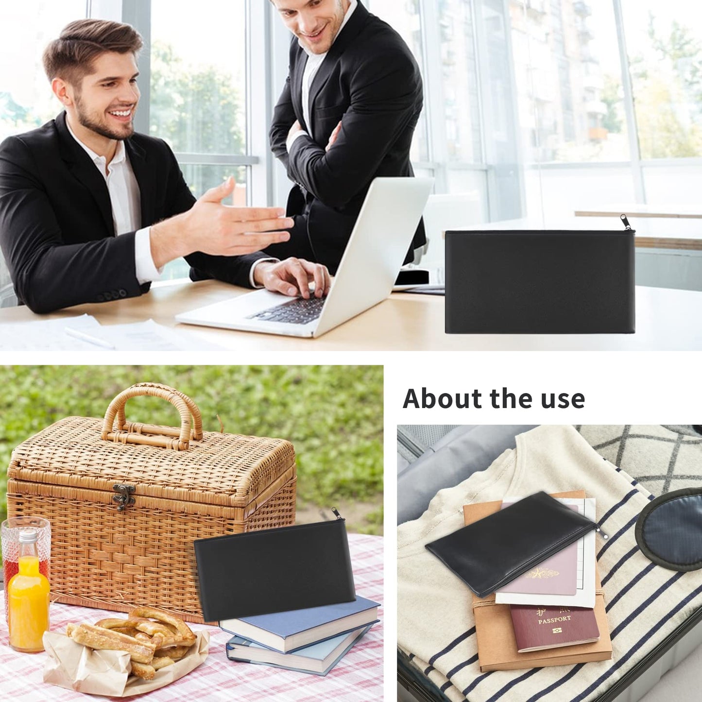HOMESAN Cash Bags with Zipper, Money Bag,Cash Bag,Money bags with zipper for cashBank Bag - 11x6.1 Inch, 2 Pieces
