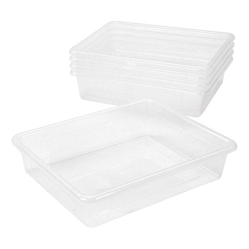 Storex Letter Size Flat Storage Tray – Organizer Bin for Classroom, Office and Home, Clear, 5-Pack (62531A05C), 10 x 13 x 3 Inches