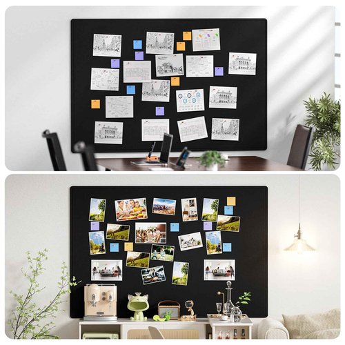 MaxGear Extra Large Bulletin Board 72" x 48", Foldable Felt Board Vision Board Supplies, Cork Board for Office, Home, School, Small Pin Boards for Walls Decorative Display Board Black