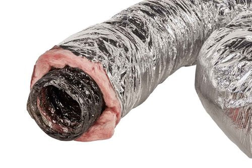 GAF Master Flow 6" X 25" Insulated Flexible Duct with R8 Insulation and Thermal Efficiency| Meets The UL181 Standard, The Duct ensures high Safety & Quality Standards, with a Heavy Duty Silver Jacket