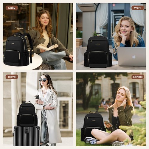 LOVEVOOK Laptop Backpack for Women with Pouch Pocket for Large Capacity Cup,15.6 Inch Laptop Computer Bag Travel Backpack Purse,Waterproof Work Business Backpack College Teacher Bags,Grayish Purple