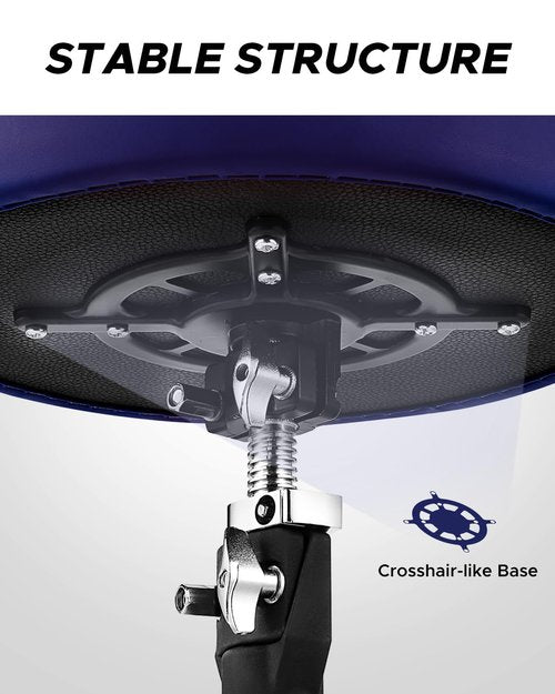 Starfavor Drum Throne Adjustable, Drum Stool Padded Drum Seat, Rotatable Drum Chair with Double Braced Anti-Slip Feet, Crimson Color, Blue, ST-650 Stone