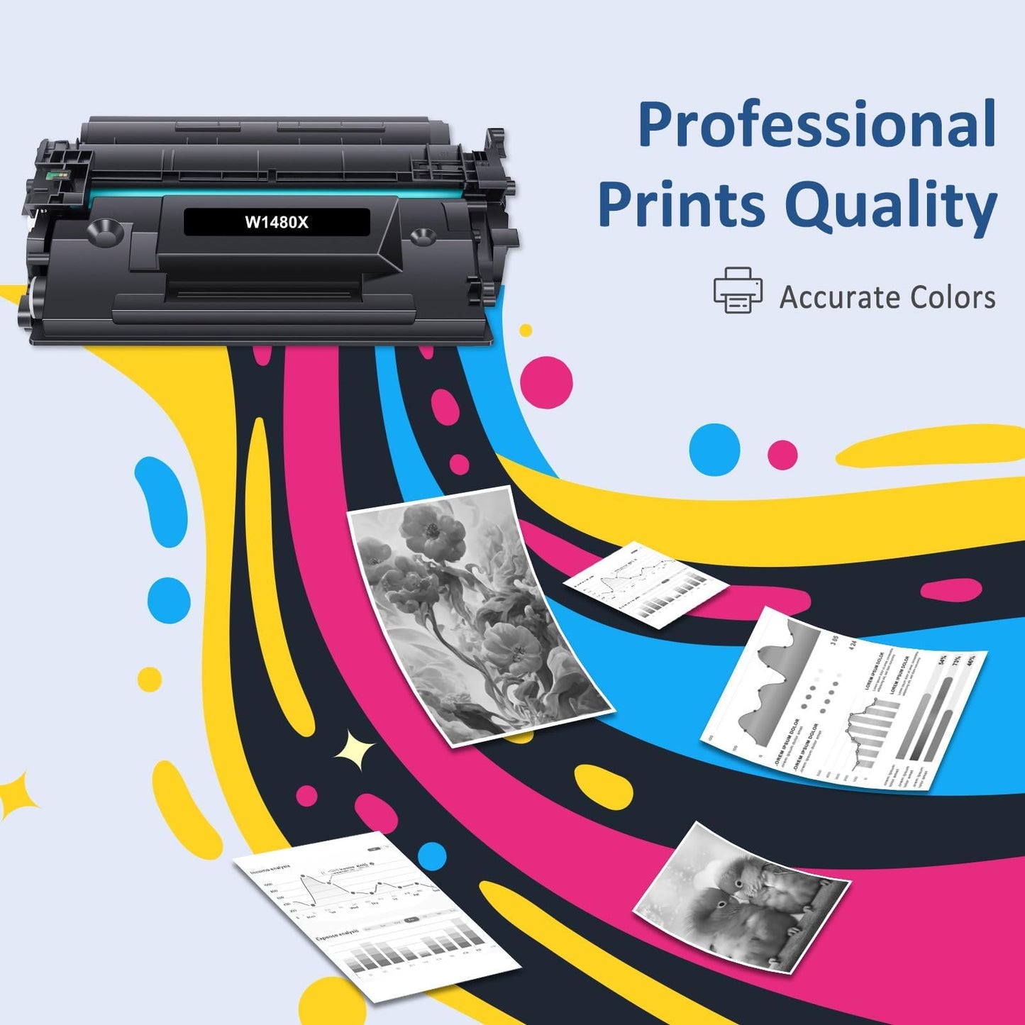148X W1480X High Yield Toner Cartridges with Chip Compatible 148X 148A W1480A Toner Cartridges with Laser Jet Pro 4001dw 4001dn 4001n MFP 4101fdw 4101fdn Printer (Black, 2-Pack)