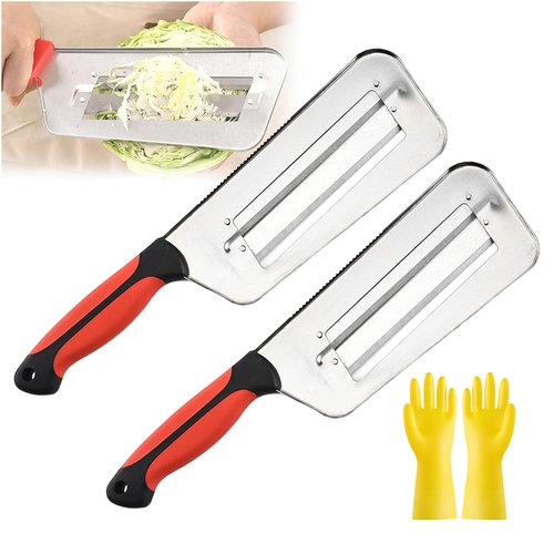 1/2pcs Lineraparnt Shredder Knife, Stainless Steel Shredder Knife, Dual Blade Julienne Cutter, Stainless Steel Cabbage Shredders, Durable Lettuce & Veggie ShredderKnife for Coleslaw (2)