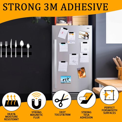 2 Rolls Magnetic Tapes, Flexible Magnet Strips with 3M Adhesive Backing, 10 Feet x 0.5"W Each Roll for DIY, Crafting, and Organizational Projects.