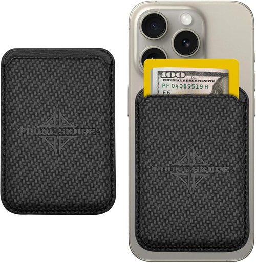 Phone Skope Leather Wallet - Magnetic Card Holder for Cell Phones | Secure & Convenient | Fits Carbon Pro Case Black