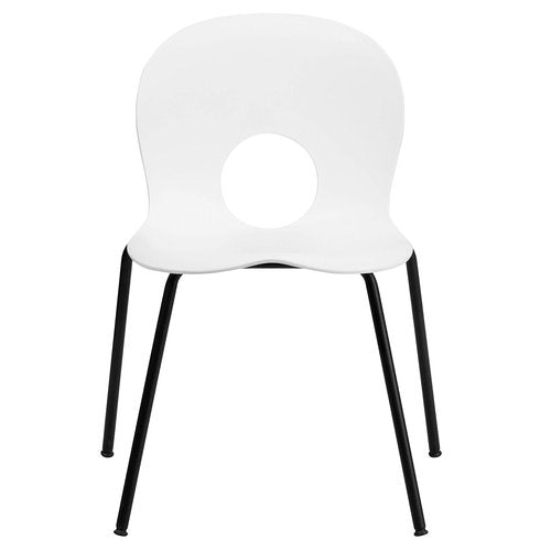 Flash Furniture HERCULES Series 770 lb. Capacity Designer White Plastic Stack Chair with Black Frame