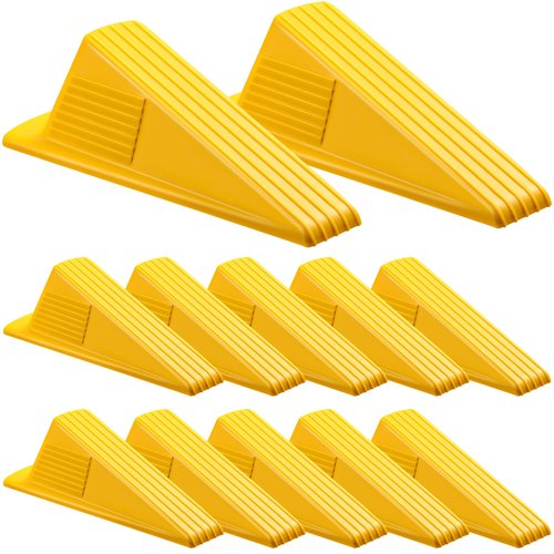 Frienda 12 Pcs Jumbo Door Stoppers Heavy Duty Door Stopper Tall up to 2inch Tall Wedge TPR Large Wedge Stackable Big Rubber Doorstop for Hotel Carpet Hardwood Concrete and Tile (Yellow)