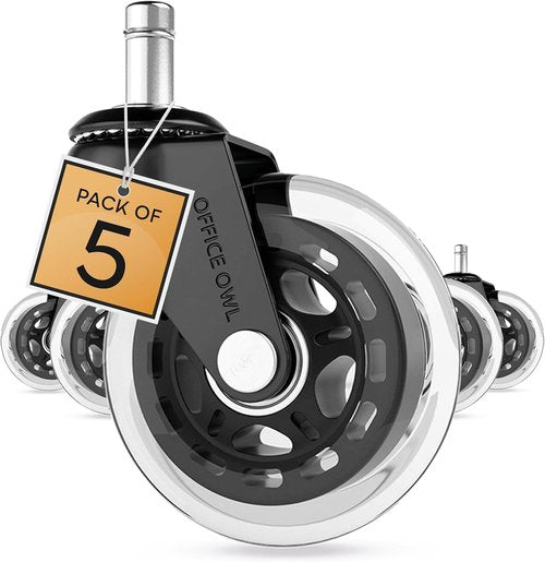 Rollerblade Replacement Office Chair Wheels - Set of 5 Universal Casters for All Floor Types | Supports 650 LBS