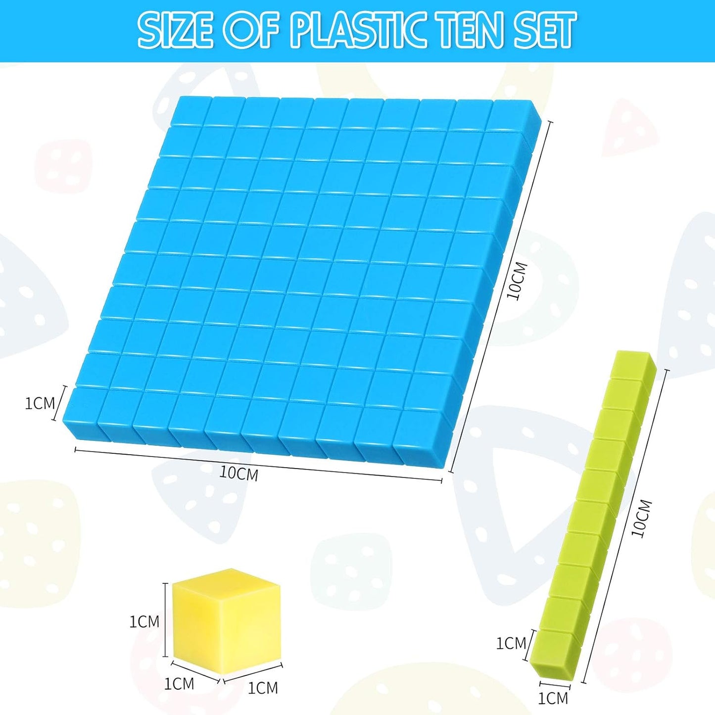 Sumind Base Ten Blocks - 121 Pieces Educational Math Learning Tools for Kids | 3 Color Plastic Counting Units