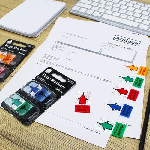 Please Sign Here Message Flags Assorted Color, 400 Pages Total, 0.98 x 1.77 Inch Wide, Easy to Post, 50 Flags/Dispenser, 8 Dispensers/Pack