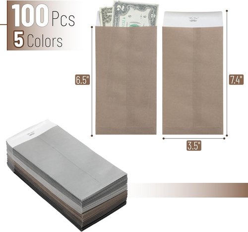 Mr. Pen Money Envelopes - 100 Pack Cash Envelopes in 5 Muted Luxe Colors | 6.5" x 3.5" Size