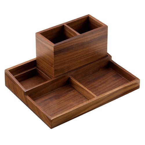 KORUA Walnut Wood Desk Organizer for Office, Pen Holder for Desk, Pen Organizer for Desk, Walnut Pencil Holder