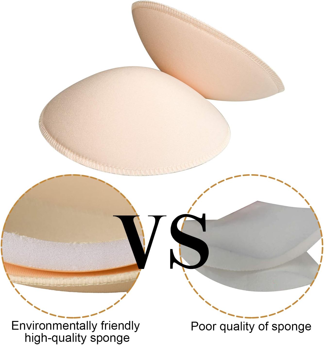 TopBine Round Soft Bra Inserts - Removable Sport Bra Cups for Mastectomy & Swimsuit Use | 3 Pairs