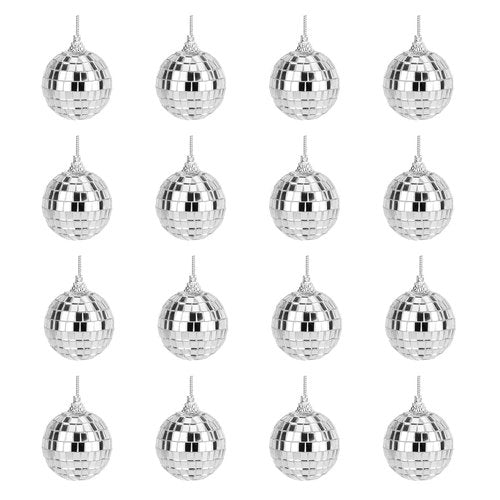 Mirror Disco Balls Set - Silver Disco Party Decoration Bright Reflective Mirror Christmas Balls Easy to Hang Suitable for Christmas, Wedding, Family Party Decoration (16)