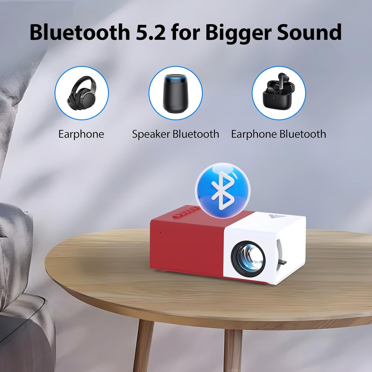 Skiennix Mini Portable Projector - 1080P HD with WiFi & Bluetooth | 170" Screen, Compatible with Phone & Laptop
