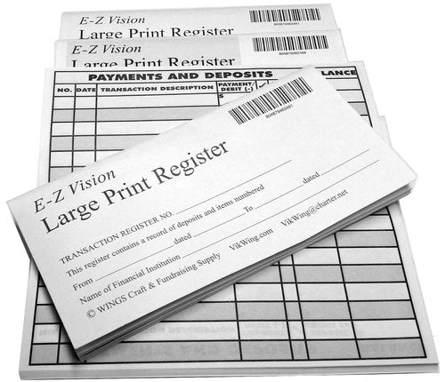 Large Print Checkbook Register Financial Log Low Vision with 2025 2026 2027 Calendar (Set of 10)