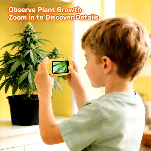1000X Digital Handheld Microscope - Portable STEM Science Lab Toy with 2.0" IPS Screen | Rechargeable Educational Gift for Kids Ages 4-12 - Orange