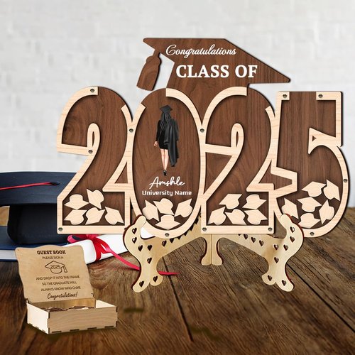 rcnujncx Graduation Decorations Class of 2025 GuestBook Alternatives Wood,Graduation Signature Collection Name for College High School Graduation Party Gifts (A2)