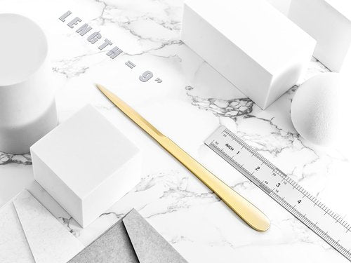 MUSROD 9" Golden Metal Letter Opener with Minimalist Design, Safe Double Edge Blades, Anti-Fingerprint Long Handle, Mail Opener Paper Knife Tool Envelope Opener