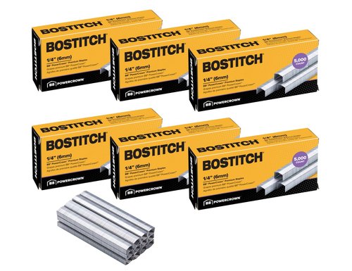 Bostitch Office B8 PowerCrown Staples - 0.25 Inch, Pack of 30,000 Silver Staples
