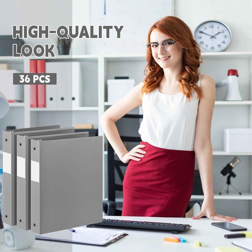 Skyygemm 36 Pcs 1 Inch 3 Ring Flexible Plastic Binders Bulk Fits Letter Size 8.5'' x 11'' Paper Holds up to 225 Sheets with 1 Pockets Versatile Binder for School Office Home(Gray)