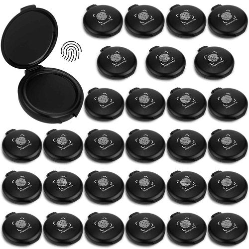 Jexine 30 Pcs Mini Fingerprint Thumbprint Ink Pad Black Stamp Ink Pads for Identification Security ID Notary Supplies Law Enforcement Fingerprint Cards Fingerprint Kit Office Home Use 2 x 2.3 Inch