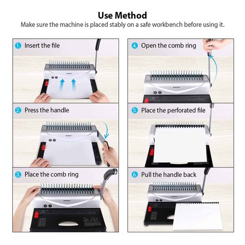 MAKEASY Comb Binding Machine with 200 PCS 3/8'' Binding Combs